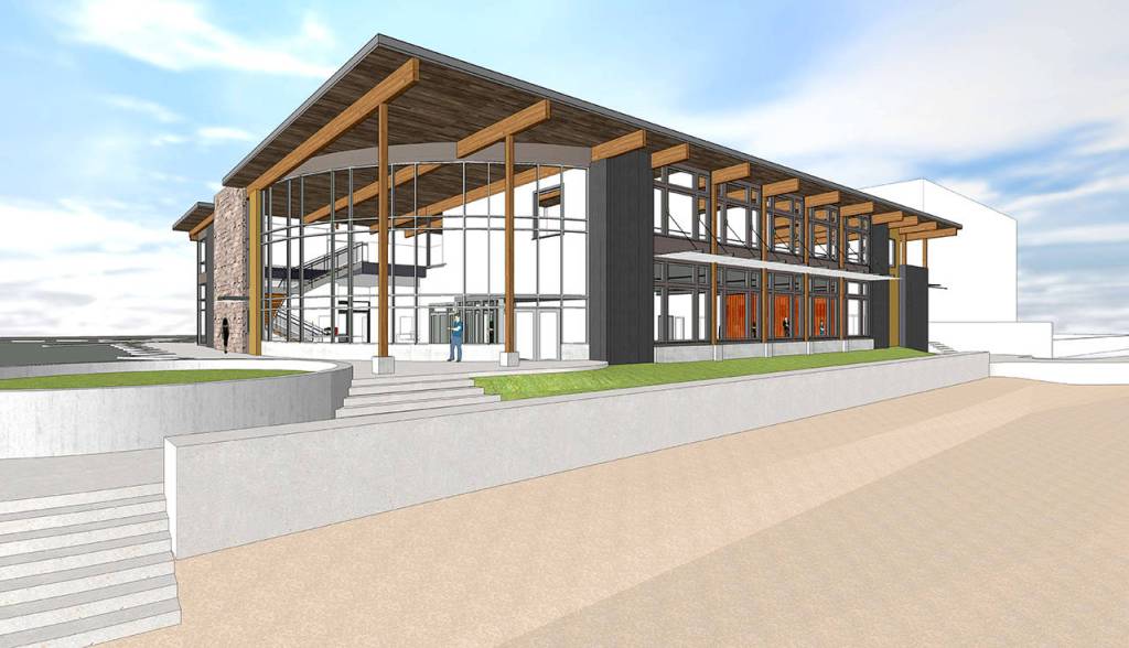 An artists rendering of the planned Edmonds Waterfront Center, viewed from the northwest. (Contributed)