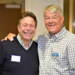 Edmonds Senior Center board members David Jaffe (left) and Gary Haakenson pause for a photo at an Oct. 25 fundraising breakfast for the Edmonds Senior Centers capital campaign. (Contributed photo)
