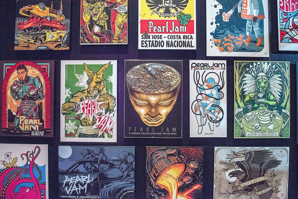 A sampling of the bands massive collection of gig posters. (Jim Bennett/MoPOP)