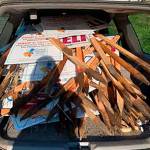 Everett City Council candidate Liz Vogeli shared this photo after spending hours Wednesday cleaning up campaign signs. (Liz Vogeli)