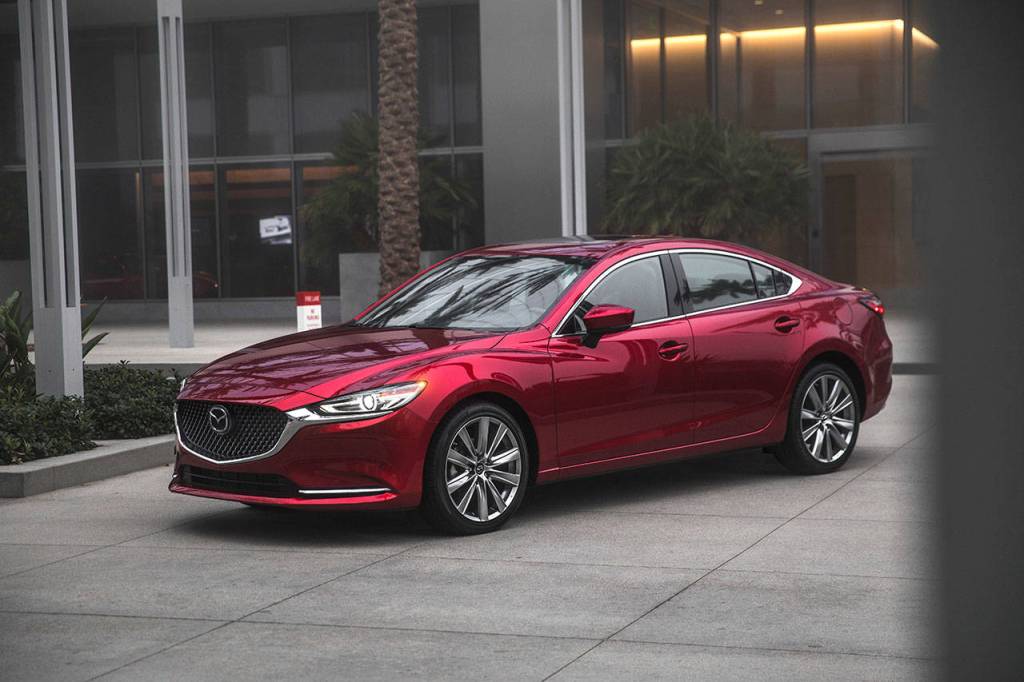 The Mazda Mazda6 has a new grille and new wheels for 2018, and adds Soul Red Crystal to its color palette. (Manufacturer photo)