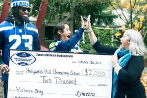 Northshore teacher gets surprise honor and Seahawk visit