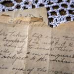 A letter written by William Franklin Noble from near the front lines of World War I a century ago. Elaine Reas keeps the old letters at her home in Lynnwood. (Olivia Vanni / The Herald)