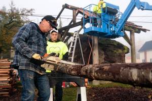 Old, giant log represents ‘this town and our roots’