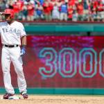 Adrian Beltre of the Texas Rangers acknowledges the fans after hitting a double for his 3,000th career hit on July 30, 2017, in Arlington, Texas. Beltre, who spent six years with the Seattle Mariners (2005-09), has decided to retire after 21 big-league seasons. (AP Photo/Tony Gutierrez, File)