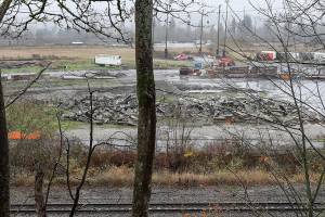 Interwest Construction, Inc was issued two stop work order by the city of Everett after unpermitted work began on a site along the Snohomish River where the company is planning a concrete recycling facility. (Lizz Giordano / The Herald)