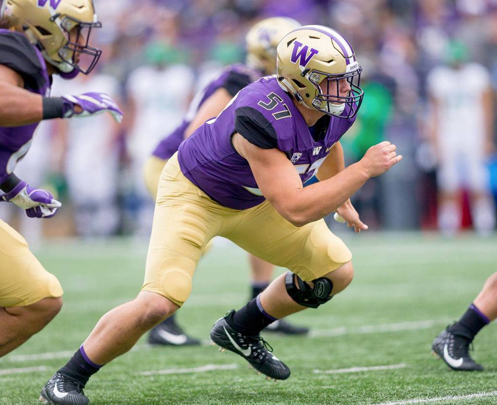 Washingtons John Clark in action during the Huskies game against North Dakota on Sept. 8 in Seattle. (Scott Eklund/UW photo)