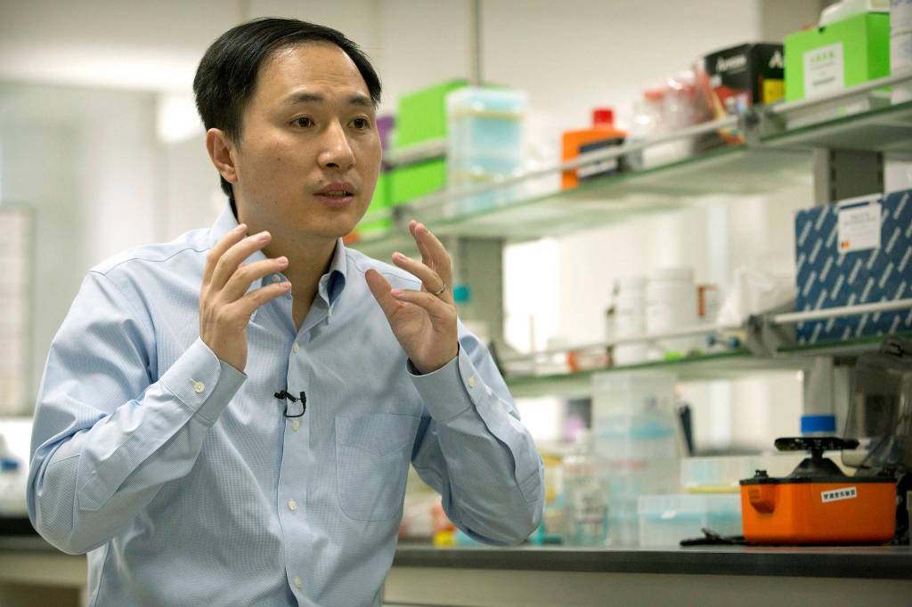 Mark Schiefelbein / Associated Press                                Chinese scientist He Jiankui speaks during an interview Oct. 10 at a laboratory in Shenzhen in southern Chinas Guangdong province.