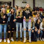 Members of the Lake Stevens Cross Country team and other fall sports teams cheer during the pep rally send-off for the Lake Stevens football team Friday in Lake Stevens. (Olivia Vanni / The Herald)