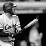 Chicagos Omar Narvaez hits a single in the sixth inning of a Sept. 19 game in Cleveland.                                Tony Dejak / 
Associated Press