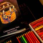 Susan Ringstad Emery created this picture of a ceremonial pail for a thank-you card for the Anchorage Museum, where she spent several days in November. (Dan Bates / The Herald)