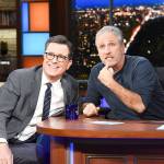 Stephen Colbert and Jon Stewart on The Late Show. (Scott Kowalchyk/ CBS)