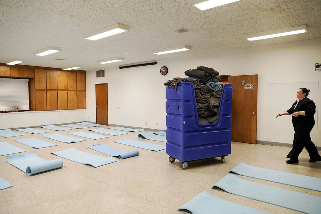 Last year the cold weather shelter at the Salvation Army in Everett was open for 52 nights and served over 200 people. (Lizz Giordano / The Herald)
