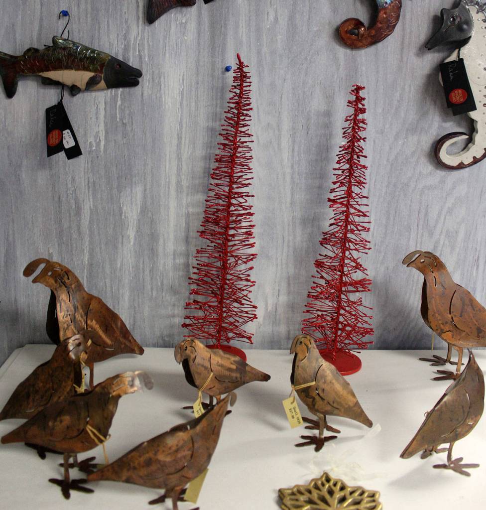 These metal quail are made by Steve Nowicki of Shock-N-Awe Metal Works. (Patricia Guthrie / South Whidbey Record)