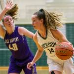 Jacksons Alexa Martin dribbles during Tuesdays game in Mill Creek. (Olivia Vanni / The Herald)