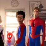 Multiple universes hold different Spideys in Spider-Man: Into the Spider-Verse. Theres Peni, voiced by Kimiko Glen, Spider-Gwen, voiced by Hailee Steinfeld, Spider-Ham, voiced by John Mulaney, Miles Morales, voiced by Shameik Moore, Peter Parker, voiced by Jake Johnson, and Spider-Man Noir, voiced by Nicolas Cage. (Sony Pictures Animation)