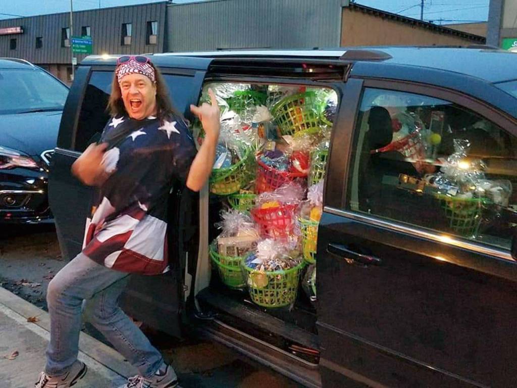 Wade Tucker and Lettia Burch deliver toys to the Seattle Childrens Hospital. A group of their friends put together more than 150 gift baskets. (Wade Tucker)