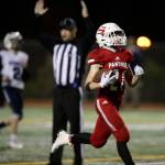 Snohomishs Tyler Massena runs in for a touchdown during a game against Squalicum on Oct. 26, 2018, at Veterans Memorial Stadium in Snohomish. (Andy Bronson / The Herald)