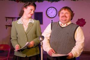 Kylara Pankow (Della/Lauren) and James Lynch (Jim/Freddie) star in Phoenix Theatres production of Twist of the Magi, showing through Dec. 23 in Edmonds. (Photo by James Sipes)