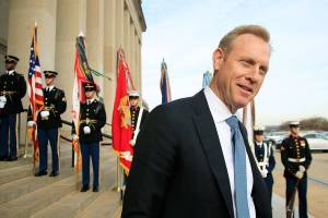 Deputy defense secretary Patrick Shanahan speaks to reporters on the steps of the River entrance of the Pentagon on Wednesday. President Donald Trump says Defense Secretary Jim Mattis will leave his post on Jan. 1. Trump announced Mattis new departure date in a tweet, and said hes naming Shanahan as acting secretary. (AP Photo/Manuel Balce Ceneta, file)