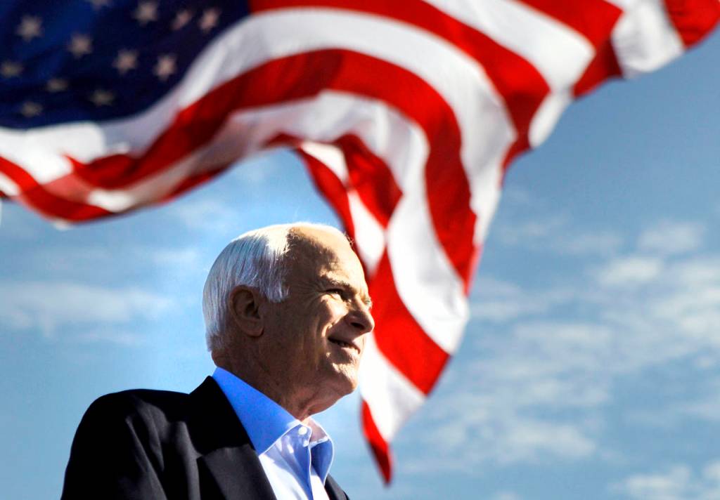 In this Nov. 3, 200, photo, Republican presidential candidate Sen. John McCain speaks at a rally in Tampa, Florida.The senator, war hero and GOP presidential candidate died Aug. 25, 2018. He was 81. (AP Photo/Carolyn Kaster, File)