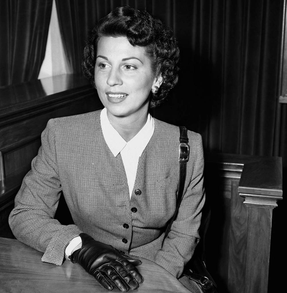 In this Sept. 28, 1950 photo, Nancy Sinatra Sr. takes the witness stand in Superior Court in Santa Monica, California, where she was granted a decree of separate maintenance from singer Frank Sinatra. Sinatra Sr., the childhood sweetheart of Frank Sinatra who became the first of his four wives and the mother of his three children, died at age 101. (AP Photo/Harold Filan, File)