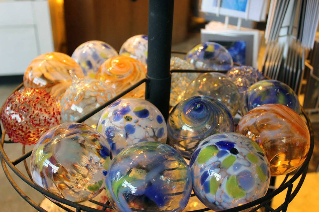 Sea floats on display at Callahans Firehouse Studio and Gallery. (Patricia Guthrie / Whidbey News Group)