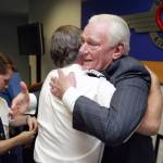 Herb Kelleher hugs a Southwest employee in 2008. (Mike Fuentes/Bloomberg, file)