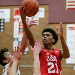 Marysville-Pilchucks RaeQuan Battle goes up for a layup as Marysville-Pilchuck beat Mountlake Terrace 51-42 in a boys basketball game on Monday, Jan. 7, 2019 in Mountlake Terrace, Wa. Battle scored 25 points. (Andy Bronson / The Herald)