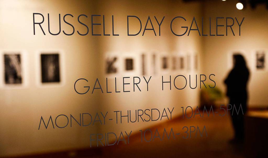 The Russell Day Gallery is in the Parks Student Union building on the EvCC campus. Day, who taught at the college for 27 years, died Monday. (Dan Bates / The Herald)