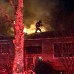 Firefighters at the scene of a house fire Monday evening in the 17700 block of 30th Drive SE, south of Mill Creek. (Snohomish County Fire District 7) 20190115