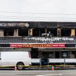 After a fatal fire on Sunday, Harveys Pub on Broadway had extensive damage. (Olivia Vanni / The Herald)