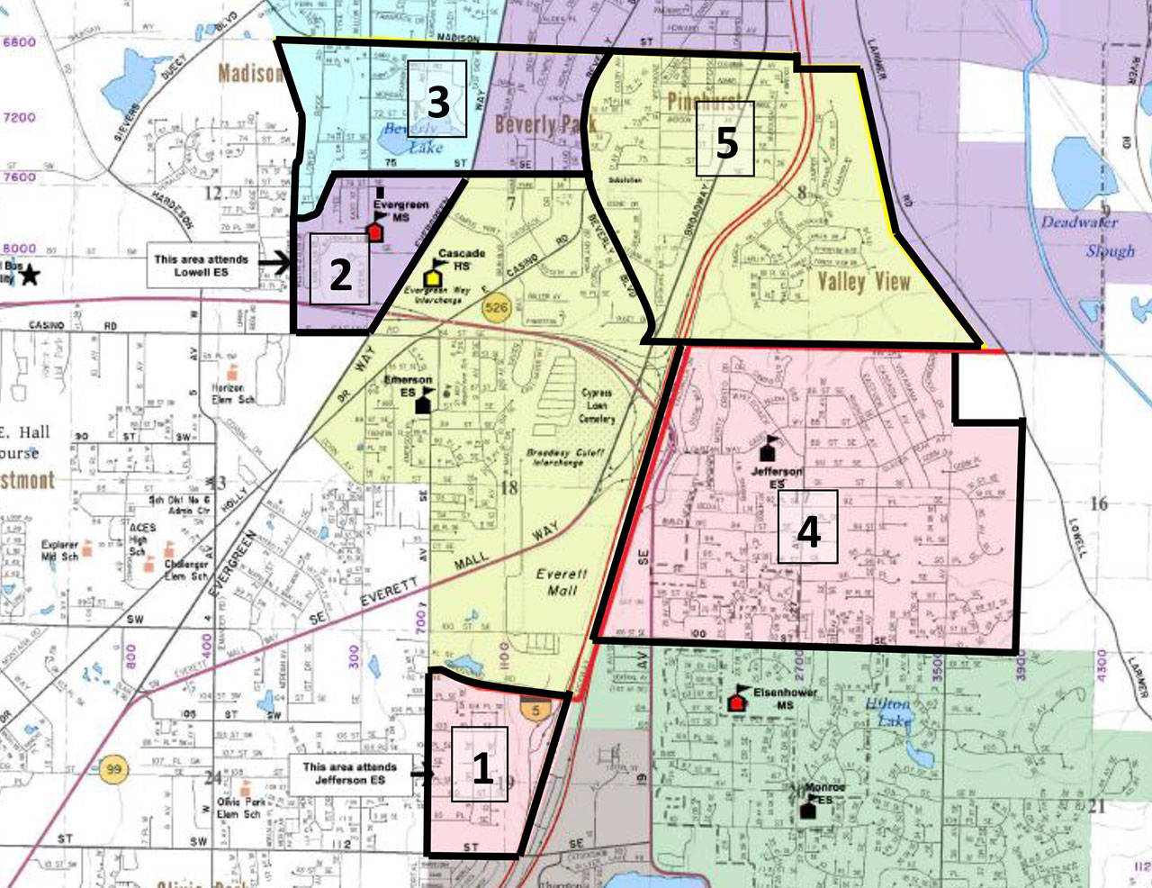 New school boundaries could shift hundreds of students from Jackson to Cascade High School and others from Cascade to Everett High School. (Everett Public Schools)