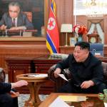 In this Jan. 23 photo, North Korean leader Kim Jong Un (right) meets Kim Yong Chol, who traveled to Washington to discuss denuclearization talks, in Pyongyang. (Korean Central News Agency/Korea News Service via AP)