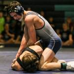Sultans Luke Weaver (right) works to pin Granite Falls Howard Wilde during a meet on Jan. 24, 2019, at Sultan High School. (Kevin Clark / The Herald)