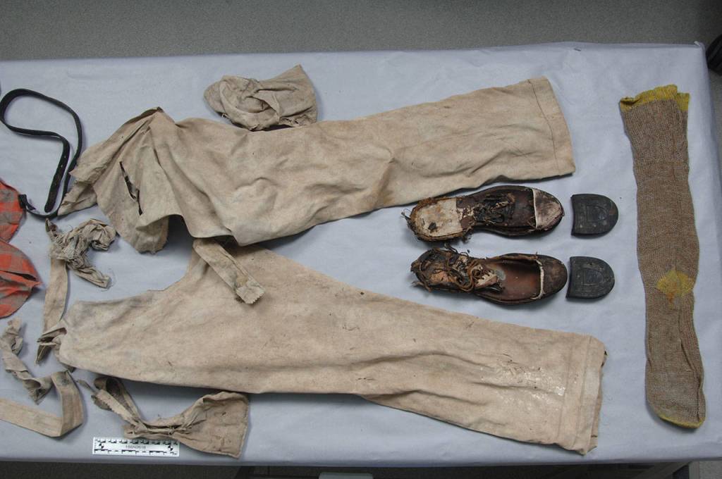 Investigators photographed the clothes of the Spencer Island John Doe, who was discovered dead in mud flats north of Everett in 1979. (Snohomish County Medical Examiners Office)