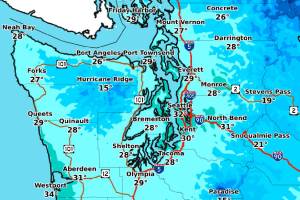 Clouds and rain could give way to lowland snow on Sunday