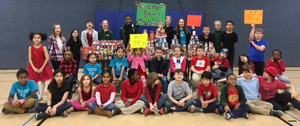 The 39 students in grades K-8 at Forest Park Adventist Christian School took the Souper Bowl Challenge and collected 412 pounds of soup. (Submitted photo)