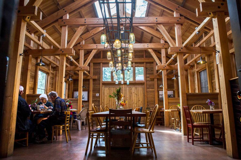 A large dinning area is seen at Mukilteo Coffee Roasters in Langley. It made the top 10 in our <a href="https://www.heraldnet.com/life/top-coffee/" target="_blank">review of coffee spots</a> around Snohomish and Island counties. (Olivia Vanni / The Herald)