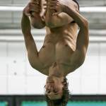 Marysville Plichucks Leif Anderson, senior, competes in the diving competition at Marysville Pilchuck High School on Jan. 10. Anderson finished 12th in the 3A state meet last season. (Kevin Clark / The Herald)