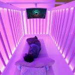 An attendee tests the Miku baby sleep and breathing monitor at the Miku booth at CES International on Wednesday in Las Vegas. (AP Photo/John Locher)