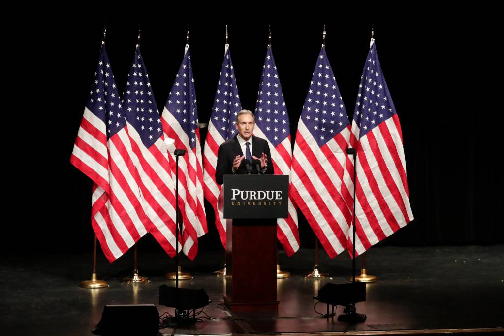Former Starbucks CEO Schultz blasts Trump in Purdue speech