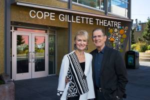 After renovations the theater was renamed in honor of former Boeing executives and local philanthropists Saundra Cope and Walt Gillette, seen in front of the building, on Tuesday, Oct. 3, 2017 in Everett, Wa.The former bank is the youngest building on the Everett Register of Historic Places. It is owned by the city and leased long-term to the Village Theatre. (Andy Bronson / The Herald)