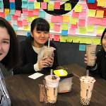 Margaret Schroeder (left) with Japanese students Seira Higa and Shinon Takara on their visit to Washington in November. (Submitted photo)