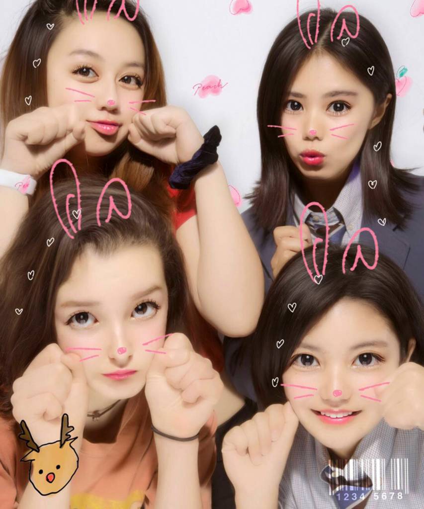 Purikura is a popular photo booth in Japan, in which people add fun things to their pictures. Margaret Schroeder is at bottom left. (Submitted photo)