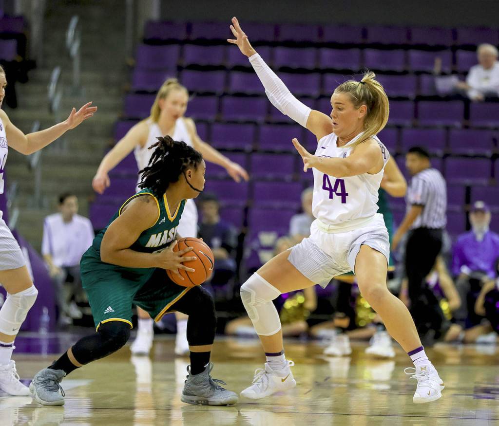 Missy Peterson has started 20 games for the University of Washington womens basketball team this season. (Scott Eklund/Red Box Pictures)