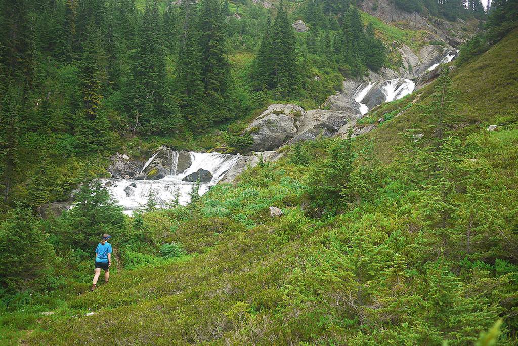 WTAs Imler loves to take long trips that allow her to get deep into the backcountry, like here in the Glacier Peak Wilderness. (Photo by Todd Schneider)
