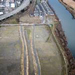 An aerial view from January of the central portion of the Riverfront development, where Shelter Holdings is proposing to build 1,250 units of housing and over 350,000 square-feet of commercial and office space on the site of a former landfill. (Andy Bronson / The Herald)