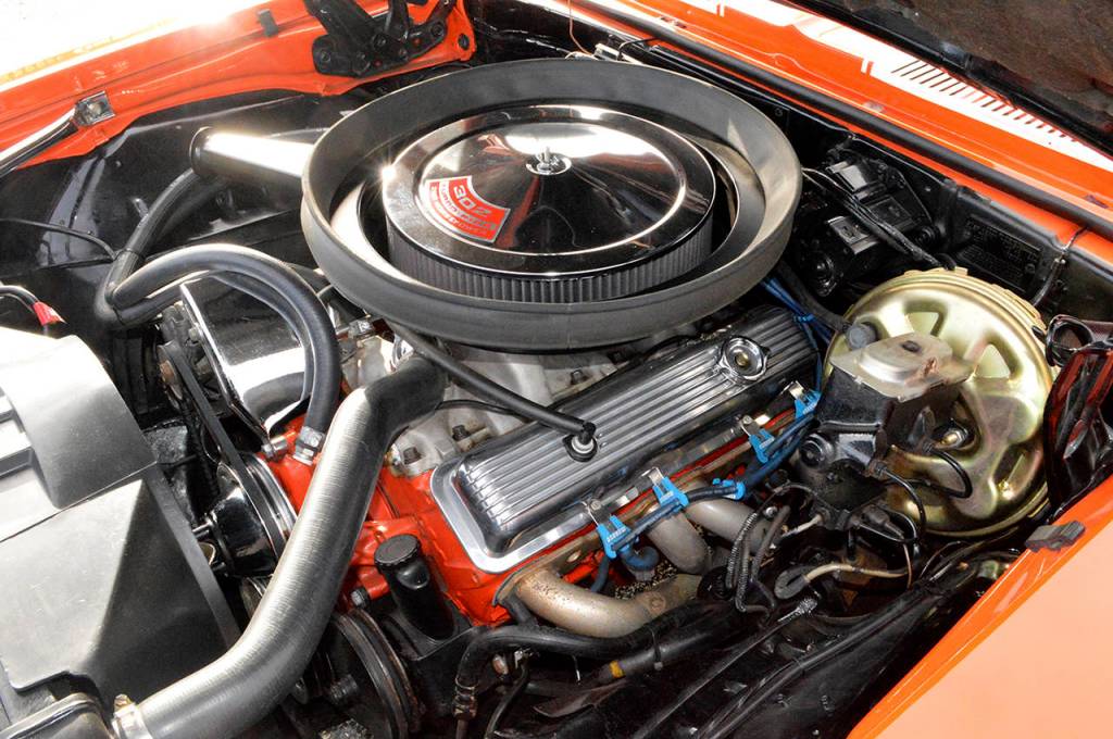 Jeffrey Hager                                 The engine of the Chevrolet Camaro Z28 thats being raffled by the Rotary Club of Everett-Port Gardner.