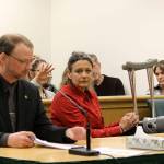 Michelle Nichols, sitting next to attorney David Carman, was sentenced Monday for vehicular homicide. (Jessie Stensland / Whidbey News Group)